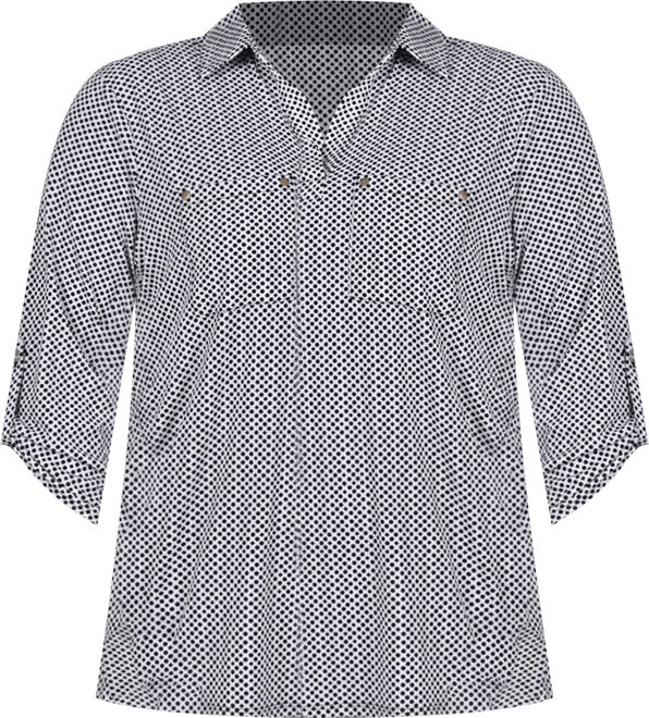 Plus Size 3/4 Ruched Sleeve Studded Top