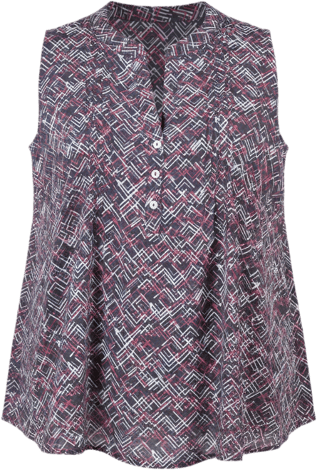 Plus Size Sleeveless Pintucked Blouse