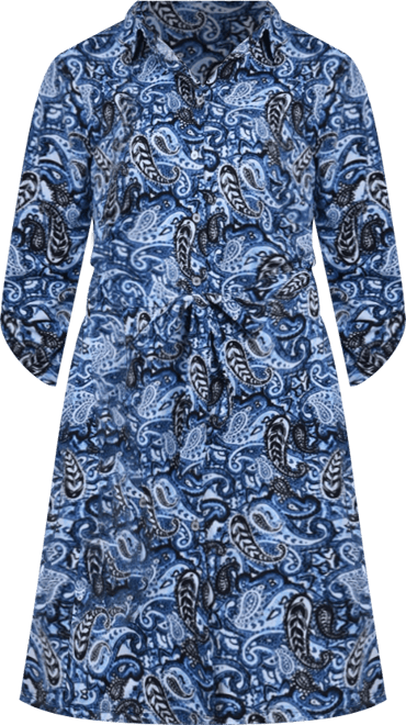 Petite 3/4-Sleeve Printed Shirt Dress