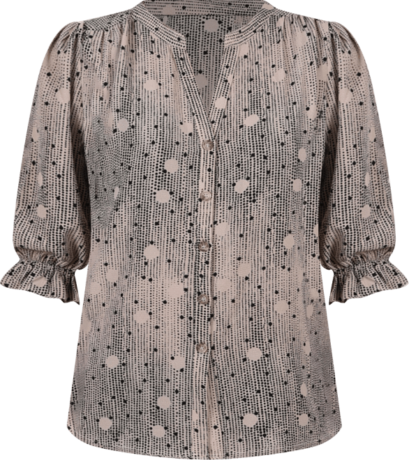 Petite Elbow Sleeve Y-Neck Blouse