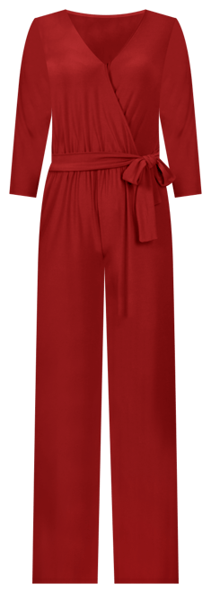Petite 3/4 Sleeve Belted Wide Leg Jumpsuit