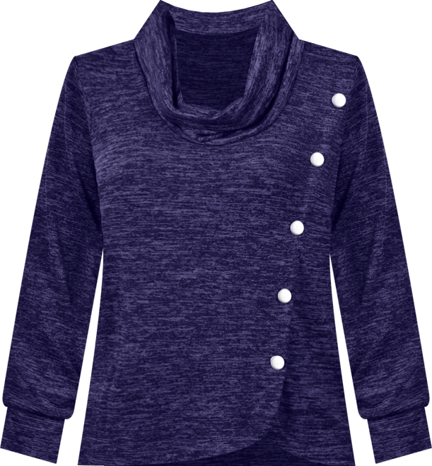 Women's Missy Long Sleeve Overlapping Cowl Neck Top