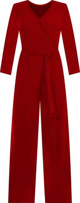 Women's 3/4 Sleeve Belted Jumpsuit