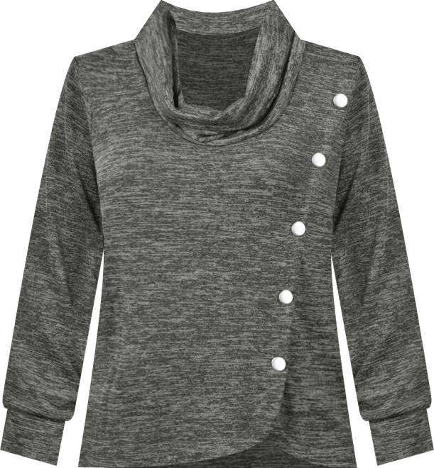 Women's Missy Long Sleeve Overlapping Cowl Neck Top