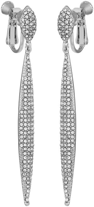 Silver-Tone Glass Stone Pave Drop Earrings