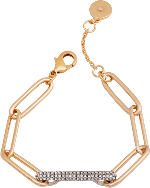 Gold-Tone Pave Bar Paper Link Bracelet