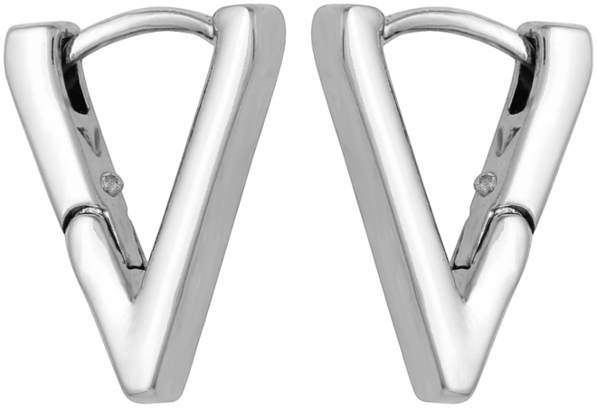 Silver-Tone V Hinge Huggie Hoop Earrings