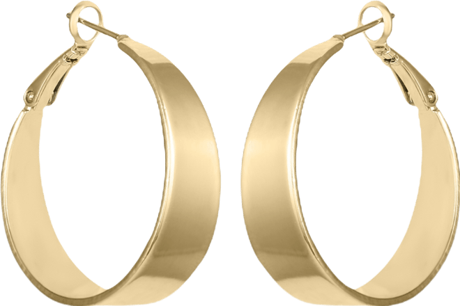 Gold-Tone Band Thick Hoop Earrings