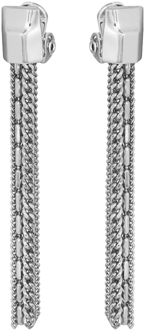 Silver-Tone Mixed Chain Tassel Clip-On Drop Earrings