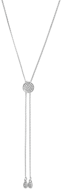 Silver-Tone Pave Slider Bolo Necklace