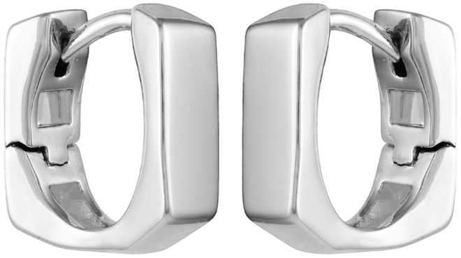 Silver-Tone Square Huggie Hoop Earrings