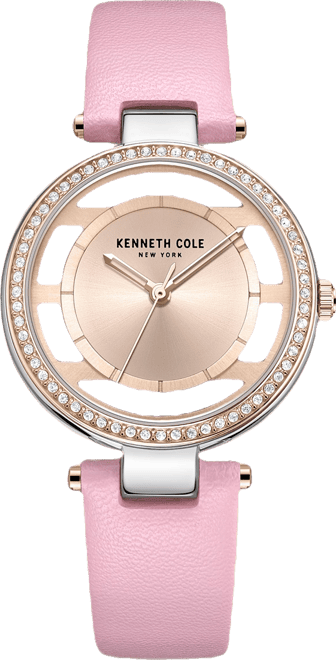 Women's Transparency Pink Genuine Leather Strap Watch 34mm