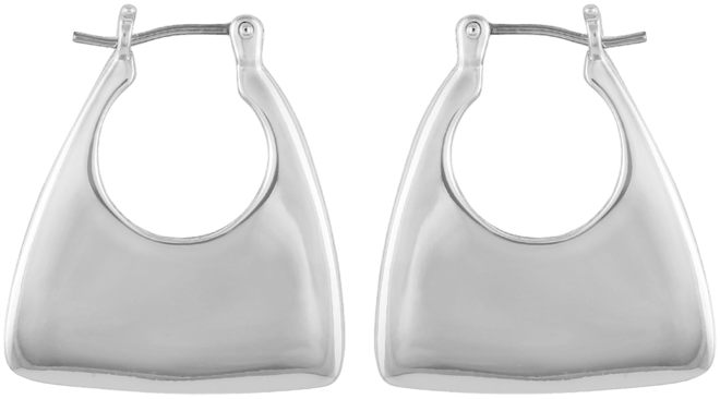 Silver-Tone Purse Click Hoop Earrings
