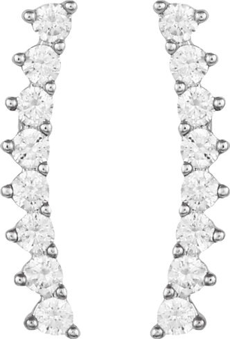 Silver-Tone Cubic Zirconia Climber Earrings