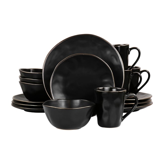 Black stoneware dinner outlet set