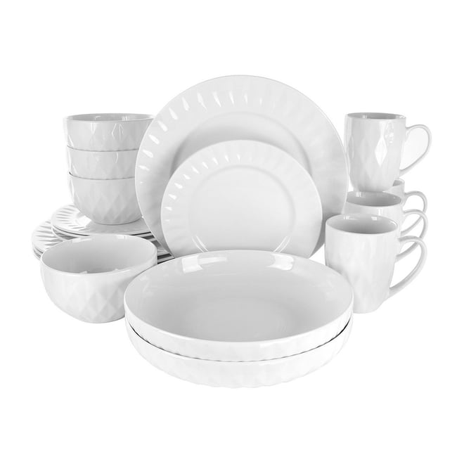 Gibson Our Table Simply White Fine Ceramic 6 Piece Square Cup and Saucer  Set in White