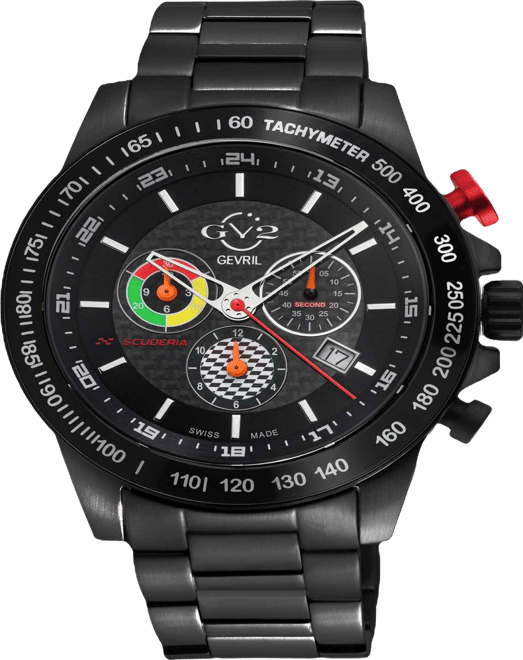 Men's Scuderia Swiss Quartz Black Stainless Steel Bracelet Watch 45mm