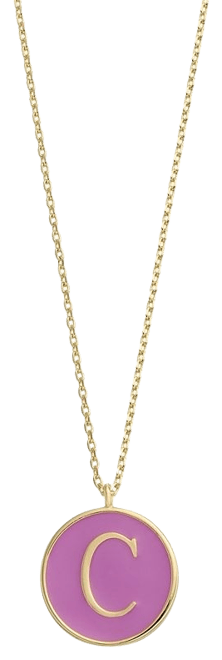 City Luxe Gold Tone Layered Initial Disc Necklace with Cubic Zirconia