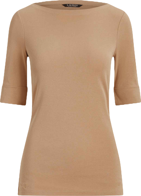 Stretch Cotton Boatneck T-Shirt