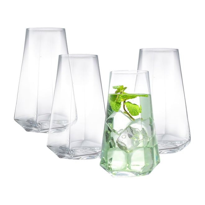 JoyJolt Cosmos Crystal 18.5 oz Drinking Glasses, Set of 4 Highball Glasses