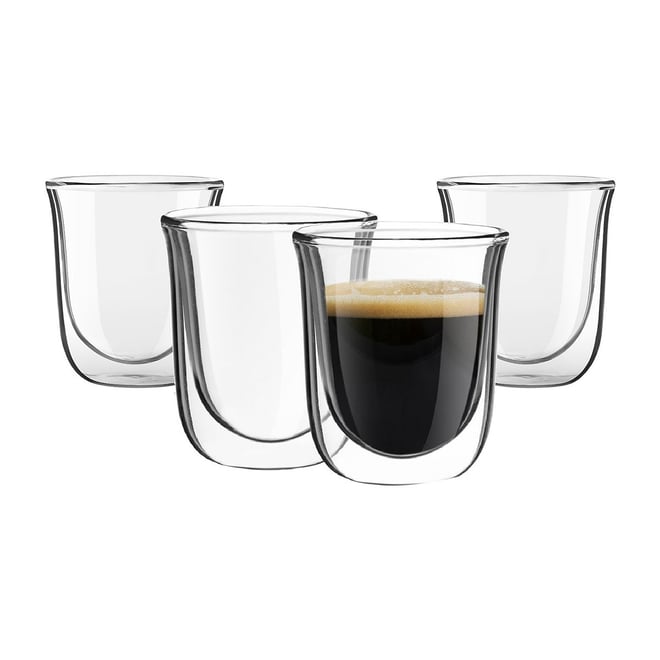 JoyJolt Savor Double Wall Insulated Glasses Espresso Mugs Set of 2 - 5.4-Ounces