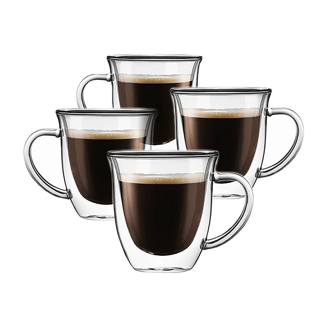 JoyJolt Double Wall Insulated Coffee Mug (Set of 2) 13.5 oz - Clear
