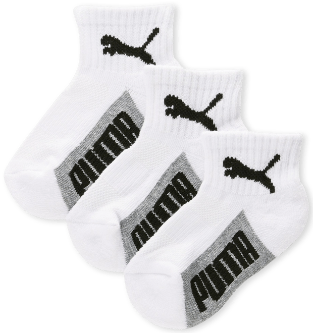 PUMA Kids' Terry Quarter Cut Socks [3 Pairs]