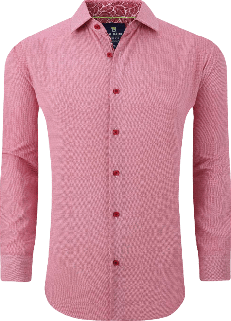 Men's Slim Fit Performance Long Sleeve Geometric Dress Shirt