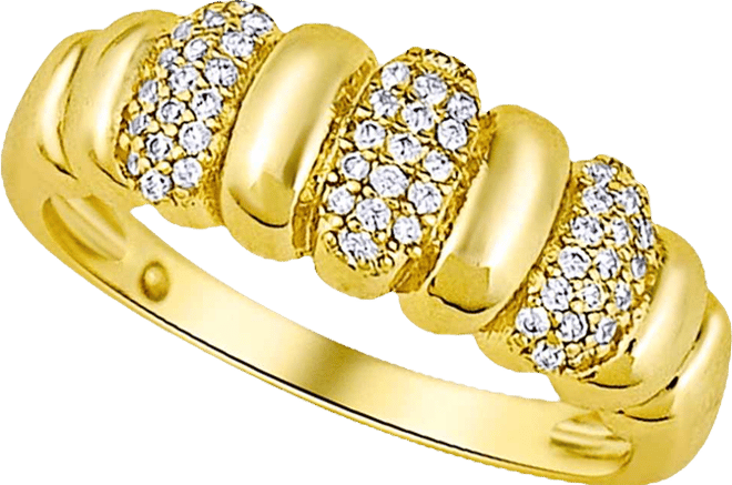 Cubic Zirconia Pave Ribbed Ring