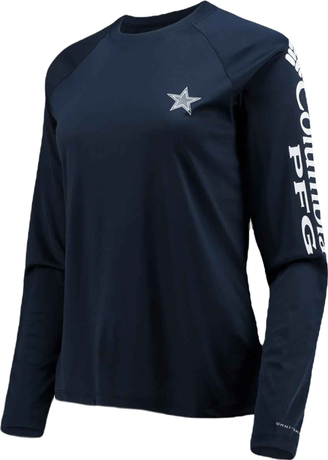 Women's  Navy and White Dallas Cowboys Tidal Omni-Shade Raglan Long Sleeve T-shirt