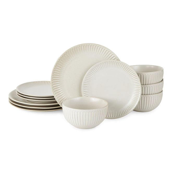 Gallery Farmhouse 12-pc. Stoneware Dinnerware Set, Color: White