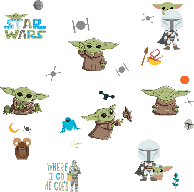 Star Wars Mandalorian Sticker Set Baby Yoda Merchandise - Bundle with 8  Sheets of Mandalorian Decoration Baby Yoda Stickers Plus Star Wars Decal  (Star