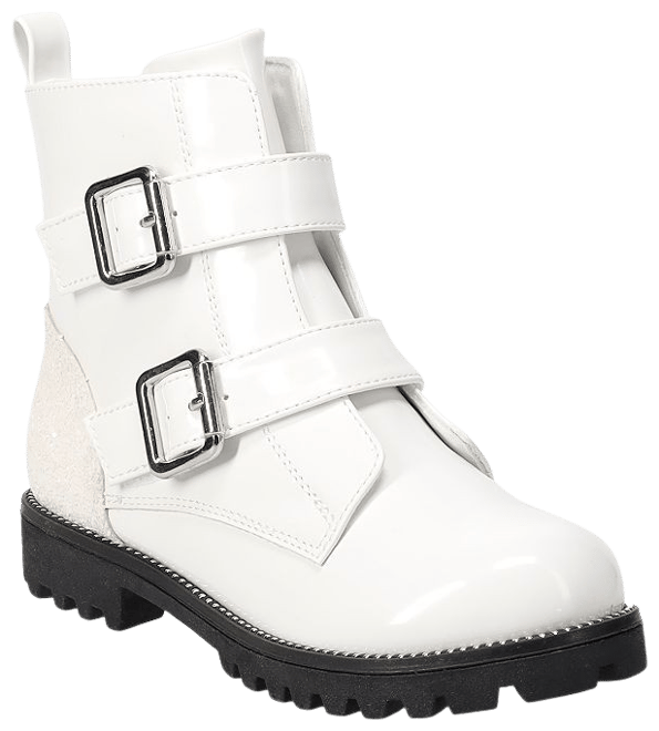 Girls white shop combat boots