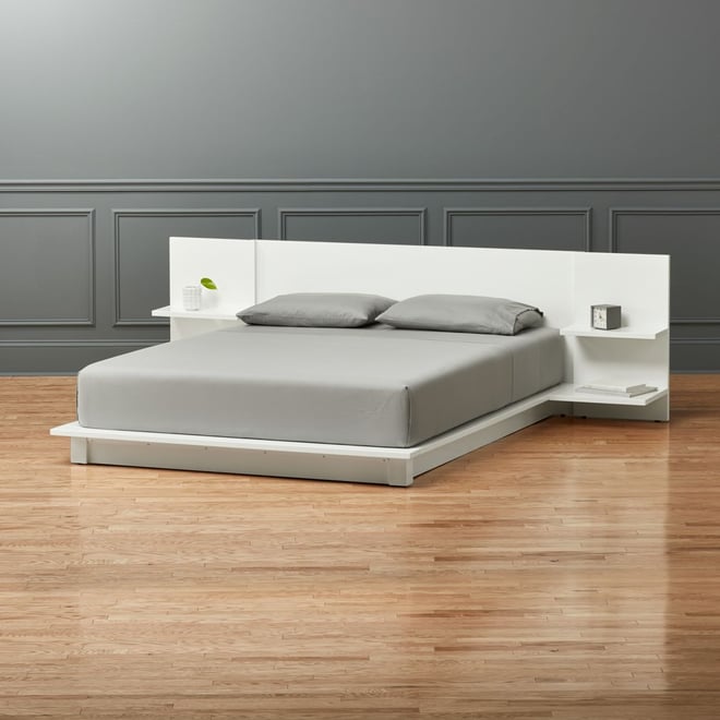 White queen platform on sale bed with storage