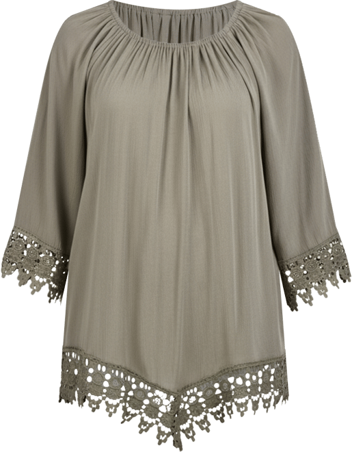 Petite Size 3/4 Sleeve Peasant Blouse