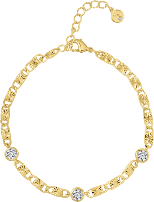 Cubic Zirconia Diamond Cut Chain Bracelet