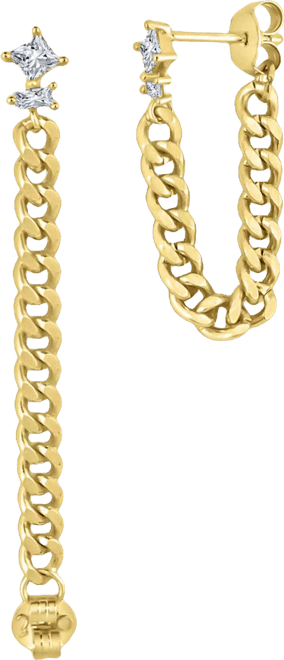 Cubic Zirconia Chain Post Earring