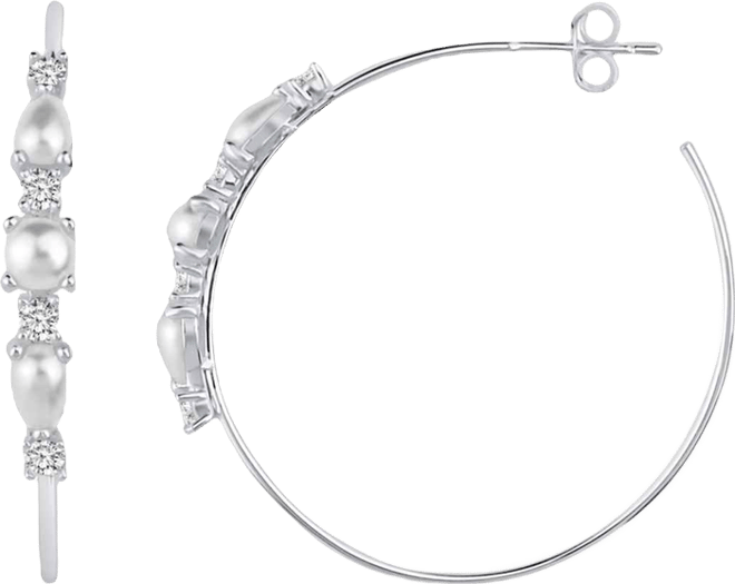 Imitation Pearl and Cubic Zirconia Hoop Earring