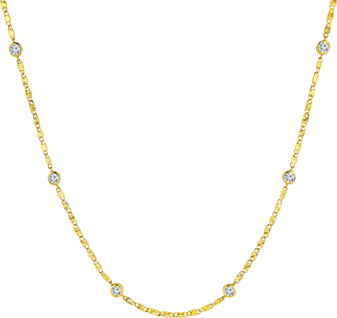 Cubic Zirconia Diamond Cut Station Necklace