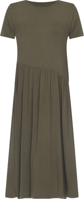 Women's Short Sleeve Asymmetrical Waist Maxi Dress