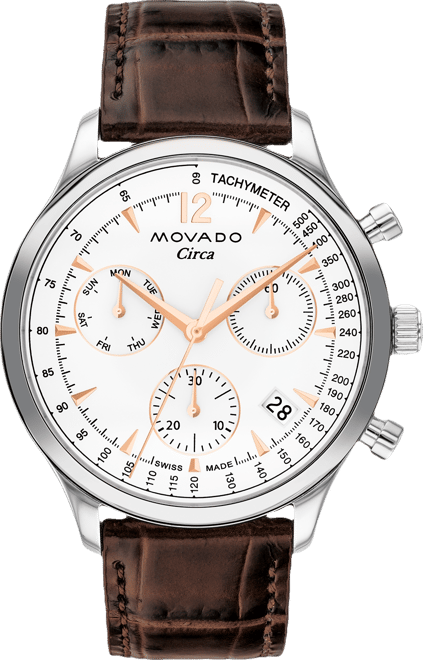 Men's Heritage Brown Genuine Leather Strap Watch, 43mm