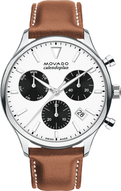 Men's Heritage Cognac Brown Genuine Leather Strap Watch 43mm