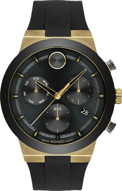 Men's Swiss Chronograph Bold Fusion Black Silicone Strap Watch 45mm