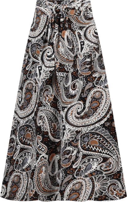 Petite Printed Maxi Skirt with Sash Waist Tie