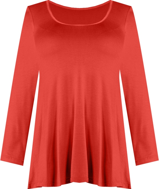 Long Sleeve Solid Color Swing Style Flared Tunic Top