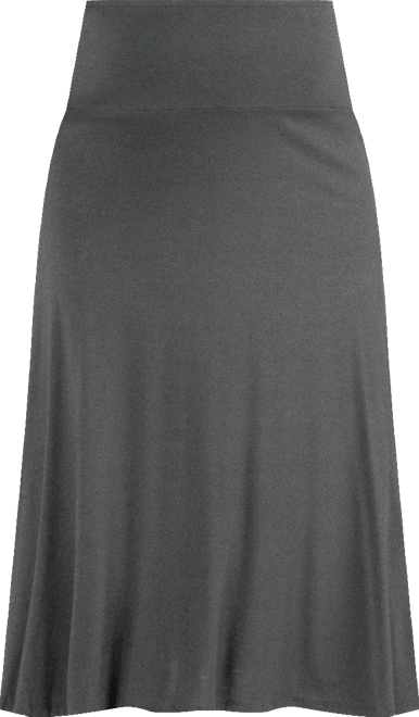 Women Elastic Waist Solid Color Maxi Skirt