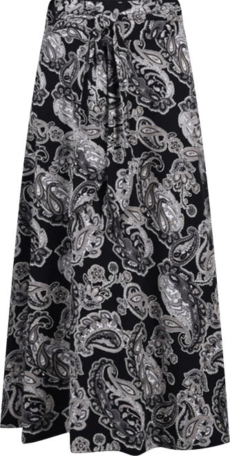 Petite Printed Maxi Skirt with Sash Waist Tie