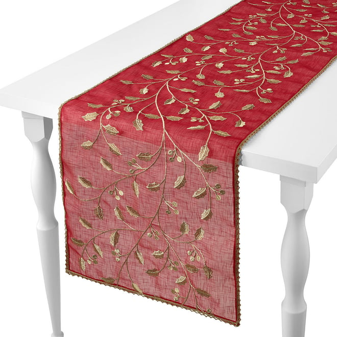 Avanti Allover Leaf 90 Table Runner, Color: Red - JCPenney