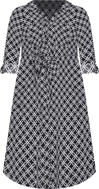 Petite 3/4-Sleeve Printed Shirt Dress