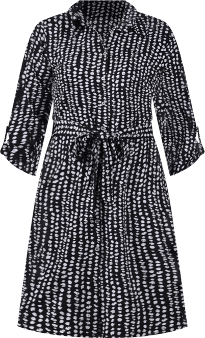 Petite 3/4-Sleeve Printed Shirt Dress